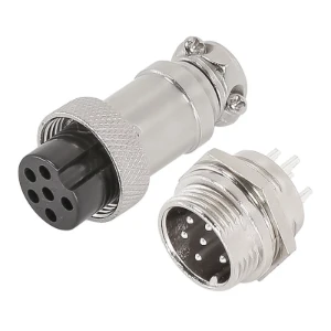 مقبس موصل معدني 6 دبوس ذكر لوحه انثى سلك / GX16 6 Pin Male & Female Circular Aviation Socket Plug Wire Panel Connector