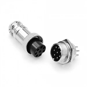 مقبس موصل معدني 8 دبوس ذكر لوحه انثى سلك / GX16 8 Pin Male & Female Circular Aviation Socket Plug Wire Panel Connector