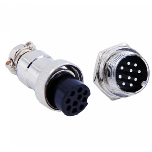 مقبس موصل معدني 9 دبوس ذكر لوحه انثى سلك / GX16 9 Pin Male & Female Circular Aviation Socket Plug Wire Panel Connector