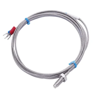 حساس درجة الحرارة  بمسبار براغي  / PT100 M6 Screw Probe Thermocouple Temperature Sensor (1 Meter)