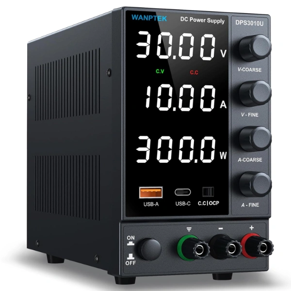مزود طاقة تيار مستمر متغير 30 فولت 10 أمبير مع تحكم دقيق / DC Power Supply Variable 10a 30v
