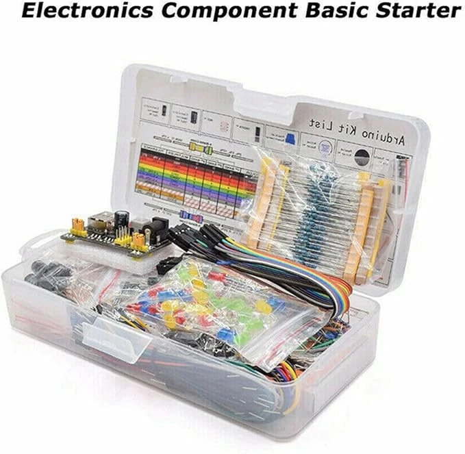 مجموعة مكونات إلكترونية من 830 نقطة توصيل مقاومة كيبل للوح التوصيل متوافقة مع لوحة يو ان او R3 / Electronic Components Kit 830 Connect Points Breadboard Cable Resistor Applicable For UNO R3