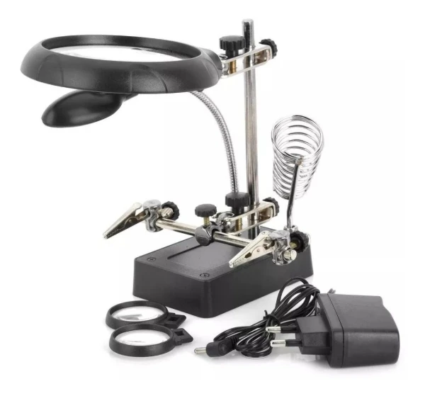 حامل للوحات الالكترونية وكاوية اللحام وعدسة مكبرة مع انارة / MG16129-C Welding Magnifying Glass