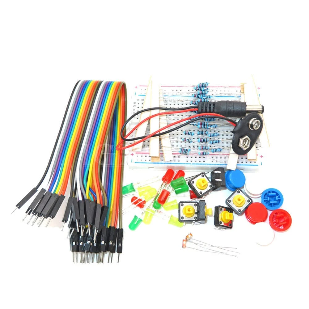 مجموعة أدوات تعليمية للإلكترونيات للمبتدئين - عدة تجارب إلكترونية تعليمية.  / Starter Kit for UNO R3 Mini Breadboard LED Jumper Wire Button for DIY Kit